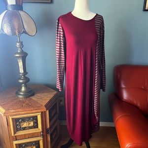 Vintage boho Lagenlook long sleeve balloon jersey midi dress made in Italy EUC
